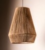Conical Handmade Bamboo Pendant Hanging Light in Beige Colour
