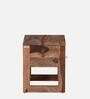Connell Sheesham Wood Bedside Table In Rustic Teak Finish With Drawer