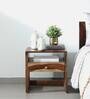 Connell Sheesham Wood Bedside Table In Rustic Teak Finish With Drawer