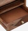 Connell Sheesham Wood Bedside Table In Rustic Teak Finish With Drawer