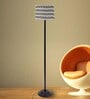 Contemporary Black thick Floor Lamp with Chevron Print