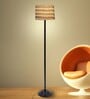 Contemporary Black thick Floor Lamp with Chevron Print