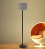 Contemporary Black thick Floor Lamp with FGeometric Print
