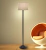 Contemporary Black thick Floor Lamp with Zebra Print