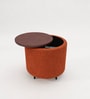 Contemporary Boucle Ottoman In Rust Orange Colour Contemporary Boucle Ottoman In Rust Orange Colour