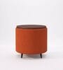Contemporary Boucle Ottoman In Rust Orange Colour Contemporary Boucle Ottoman In Rust Orange Colour