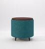 Contemporary Boucle Ottoman In Teal Blue Colour Contemporary Boucle Ottoman In Teal Blue Colour