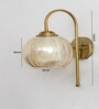 Contemporary Brass Amber Kharbuja Glass Wall Lamp