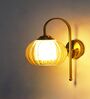 Contemporary Brass Amber Kharbuja Glass Wall Lamp