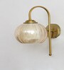 Contemporary Brass Amber Kharbuja Glass Wall Lamp