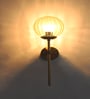 Contemporary Brass Funner Wall Lamp with Amber Kharbuja Glass