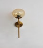 Contemporary Brass Funner Wall Lamp with Amber Kharbuja Glass