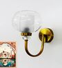 Contemporary Brass Sconce with Clear Crater  Glass