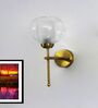 Contemporary Brass Wall Light Clear Crater Glass