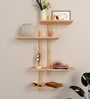 Contemporary Designer Wall Shelf with Light Oak Finish
