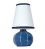 Contemporary Enamel Blue Melon-Shaped Table Lamp with Hand-Painted Lines