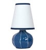 Contemporary Enamel Blue Melon-Shaped Table Lamp with Hand-Painted Lines