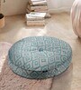 Contemporary Grey & Turquoise Premium Polyester Round Floor Cushion(Reversible) 22x3 inches