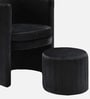 Contemporary Luxe Velvet Fabric Barrel Chair With Ottoman Footrest In Black Colour