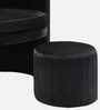 Contemporary Luxe Velvet Fabric Barrel Chair With Ottoman Footrest In Black Colour