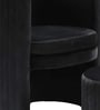 Contemporary Luxe Velvet Fabric Barrel Chair With Ottoman Footrest In Black Colour