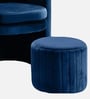 Contemporary Luxe Velvet Fabric Barrel Chair With Ottoman Footrest In Blue Colour
