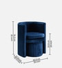 Contemporary Luxe Velvet Fabric Barrel Chair With Ottoman Footrest In Blue Colour