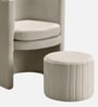 Contemporary Luxe Velvet Fabric Barrel Chair With Ottoman Footrest In Cream Colour