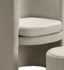 Contemporary Luxe Velvet Fabric Barrel Chair With Ottoman Footrest In Cream Colour