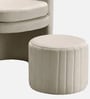 Contemporary Luxe Velvet Fabric Barrel Chair With Ottoman Footrest In Cream Colour