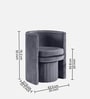Contemporary Luxe Velvet Fabric Barrel Chair With Ottoman Footrest In Grey Colour