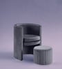 Contemporary Luxe Velvet Fabric Barrel Chair With Ottoman Footrest In Grey Colour