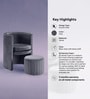 Contemporary Luxe Velvet Fabric Barrel Chair With Ottoman Footrest In Grey Colour