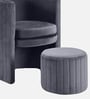 Contemporary Luxe Velvet Fabric Barrel Chair With Ottoman Footrest In Grey Colour