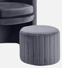 Contemporary Luxe Velvet Fabric Barrel Chair With Ottoman Footrest In Grey Colour
