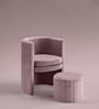 Contemporary Luxe Velvet Fabric Barrel Chair With Ottoman Footrest In Mauve Colour