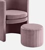 Contemporary Luxe Velvet Fabric Barrel Chair With Ottoman Footrest In Mauve Colour