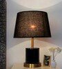 Contemporary Metal Black Marble Finish Table Lamp with  Black Shade