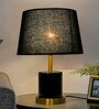Contemporary Metal Black Marble Finish Table Lamp with  Black Shade