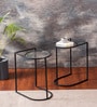 Contemporary Metallic Magazine End Table in Black Finish Set of 2