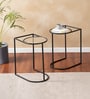 Contemporary Metallic Magazine End Table in Black Finish Set of 2