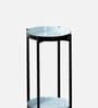 Contemporary Metallic Tiered End Table in Blue & Black Finish