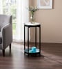 Contemporary Metallic Tiered End Table in Blue & Black Finish