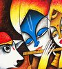 Contemporary Radha Krishna Handmade Oil Painting On Canvas Framed