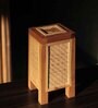 Contemporary Wood Base Table Lamp with Bamboo Shade (Brown & Beige)