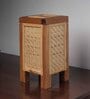 Contemporary Wood Base Table Lamp with Bamboo Shade (Brown & Beige)