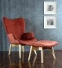 Contour Wing Chair With Foot Stool In Rust Colour