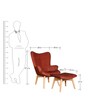 Contour Wing Chair With Foot Stool In Rust Colour