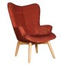 Contour Wing Chair With Foot Stool In Rust Colour