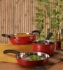 Red 3 Pcs Stainless Steel Cookware Set